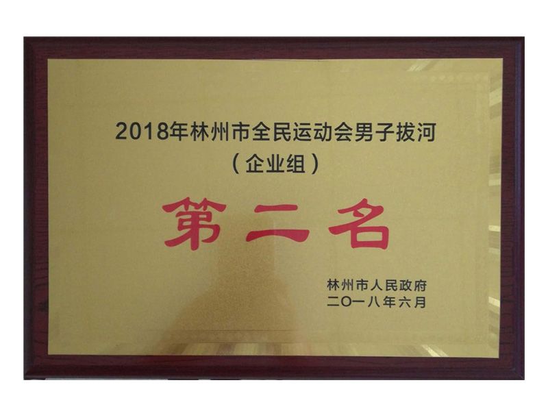林州市全民 運動(dòng)會(huì )企業(yè)組男子拔河第二名