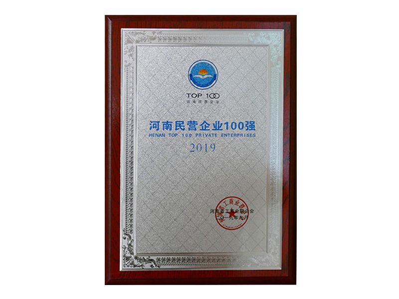 2019年榮獲“河南民營(yíng)企業(yè)100強”